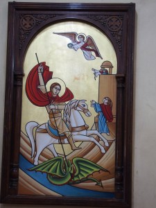 Pyhä Yrjö ja lohikäärme Naqadan luostarikirkossa. @Stella Thompson